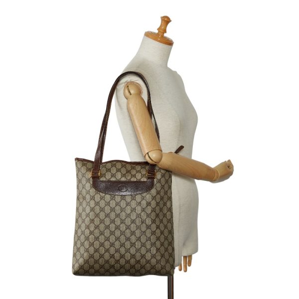 228 46646 12 Gucci Old Gucci GG Plus Tote Bag Beige Brown PVC Leather