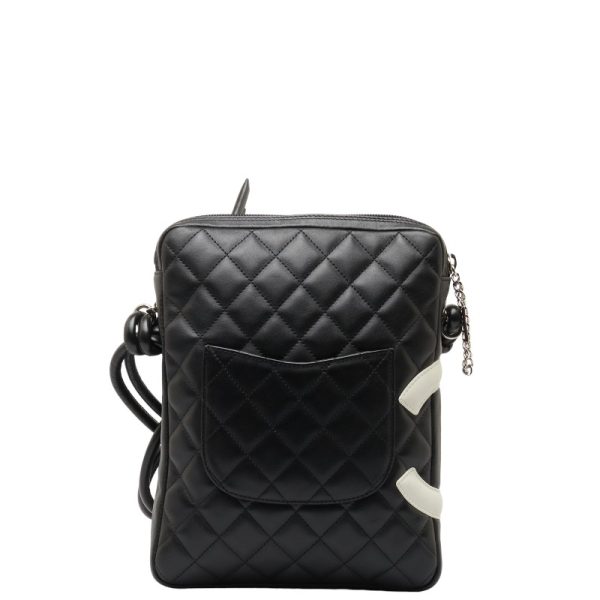 228 48145 3 CHANEL Matelasse Cambon Line Crossbody Shoulder Bag Black Leather