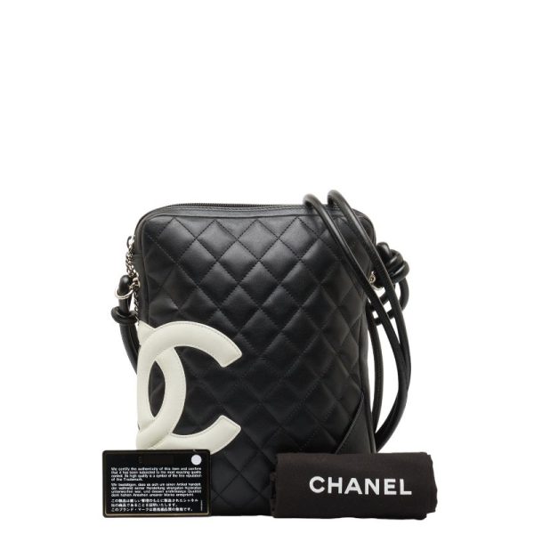 228 48145 9 CHANEL Matelasse Cambon Line Crossbody Shoulder Bag Black Leather