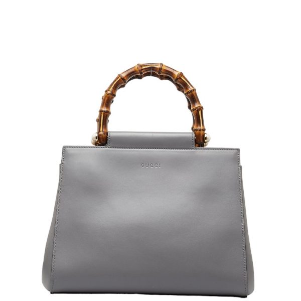 228 51911 1 Gucci Bamboo Nimfair Small Handbag Gray Leather