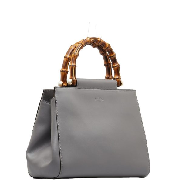 228 51911 2 Gucci Bamboo Nimfair Small Handbag Gray Leather