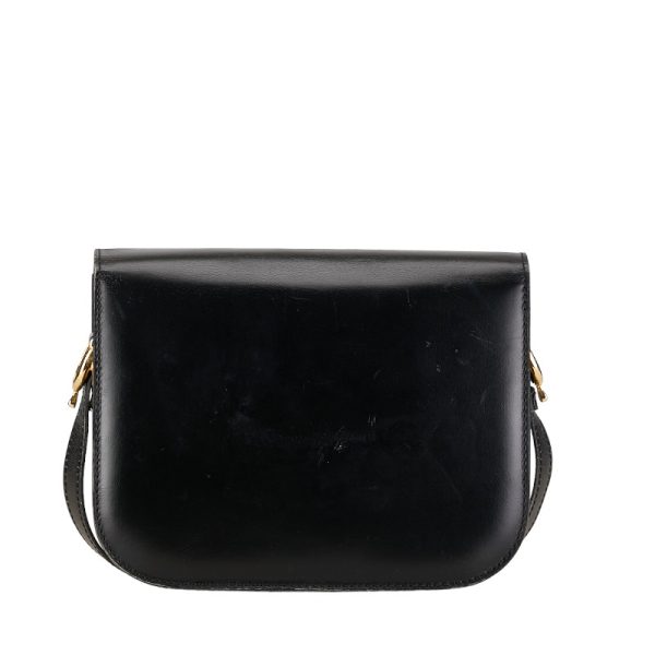 228 54293 3 CELINE Carriage Hardware Diagonal Shoulder Bag Black Leather