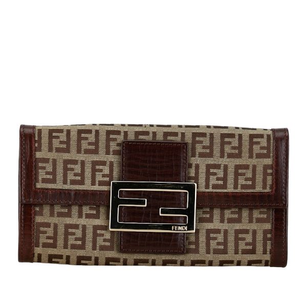 228 56854 1 Fendi Zucca Long Wallet Brown Canvas