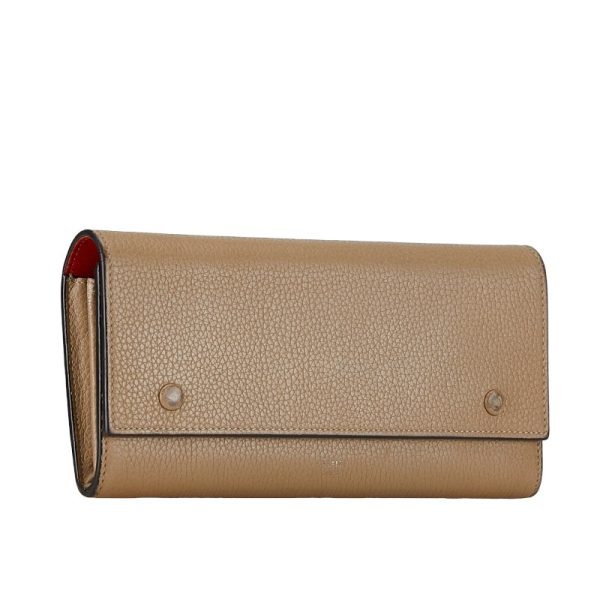 228 56867 2 Celine Large Flap Long Wallet SPG5125 Beige Leather