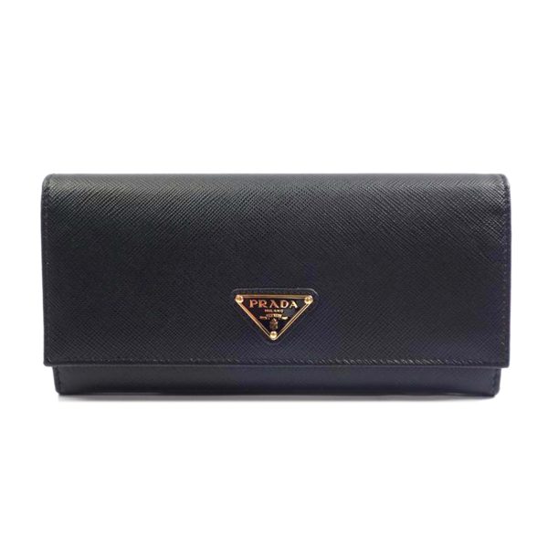 22803 1 Prada Saffiano Triang Long Wallet Nero