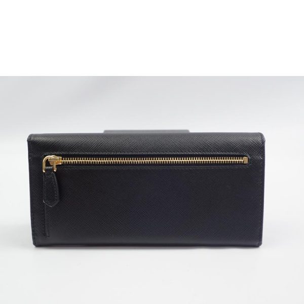 22803 2 Prada Saffiano Triang Long Wallet Nero