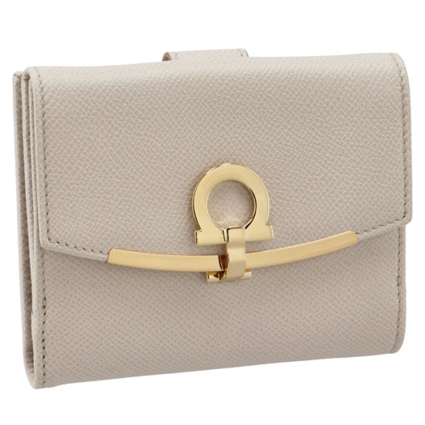 22c87700070478 Ferragamo Gancini Bifold Mini Wallet Pass Case Ivory