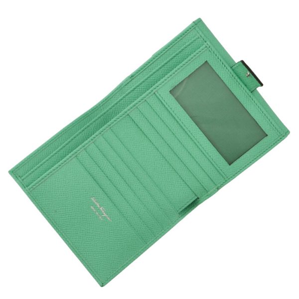 22c87700070532 4 Ferragamo Gancini Bifold Mini Wallet Pass Case Mint Green