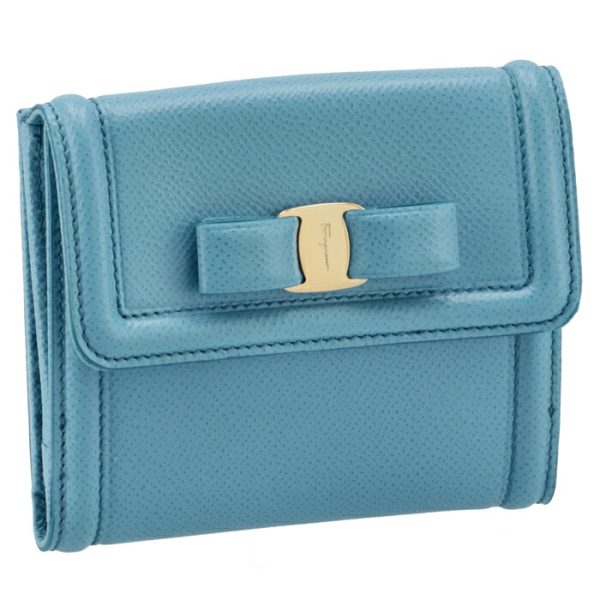 22c91100070495 Ferragamo Rose Ribbon Bifold Wallet Blue