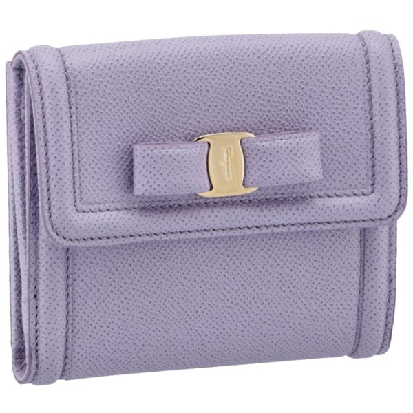 22c91100070515 Ferragamo Rose Ribbon Bifold Wallet Purple