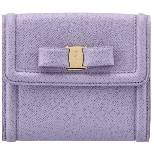 22c91100070515 1 Ferragamo Rose Ribbon Bifold Wallet Purple