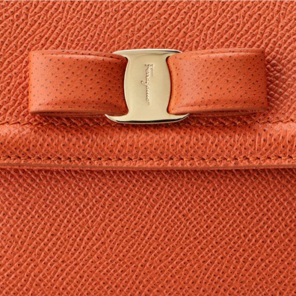 22c91100070516 3 Ferragamo Rose Ribbon Bifold Wallet Orange