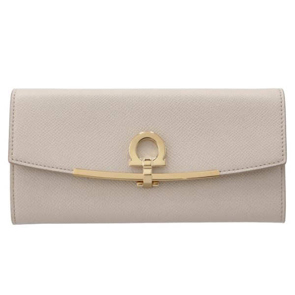 22d15000070478 1 Ferragamo Gancini Flap Wallet Ivory