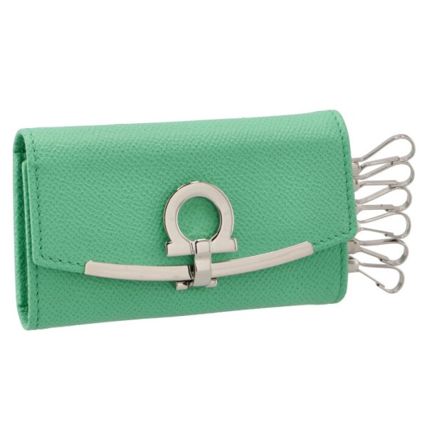 22d15100070532 Ferragamo Gancini Key Case Mint Green