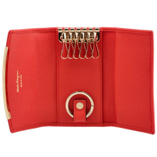 22d15100070537 4 Ferragamo Gancini Key Case Red