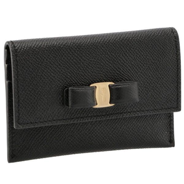 22d15500070010 Ferragamo Vara Ribbon Bifold Card Case Black