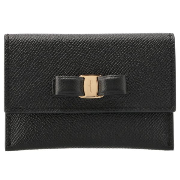 22d15500070010 1 Ferragamo Vara Ribbon Bifold Card Case Black