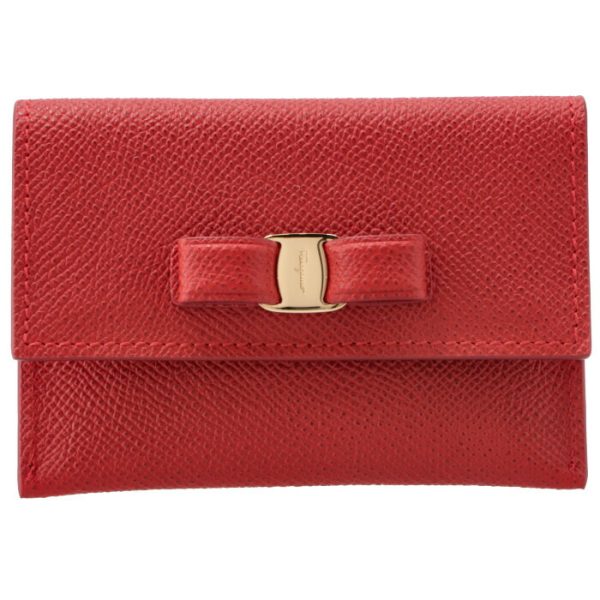 22d15500070371 1 Ferragamo Vara Ribbon Bifold Card Case Red