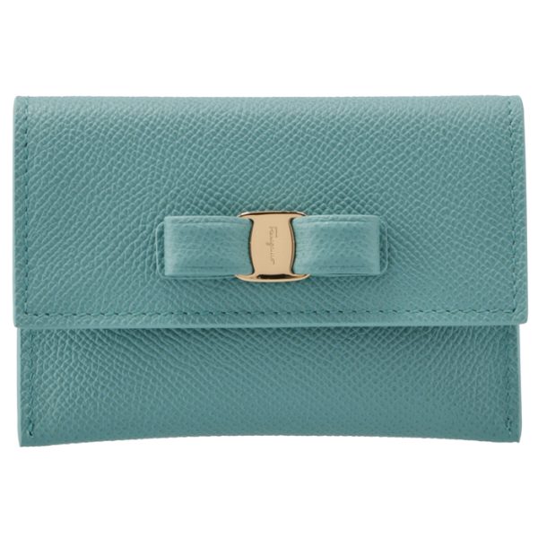 22d15500070444 1 Ferragamo Vara Ribbon Bifold Card Case Blue