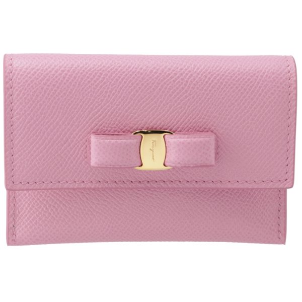 22d15500070533 1 Ferragamo Vara Ribbon Bifold Card Case Pink