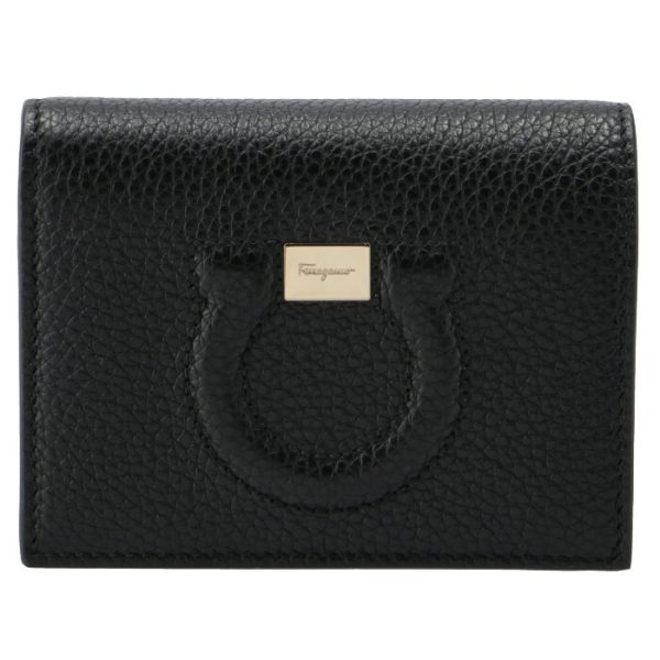 22d51400010010 1 FERRAGAMO Wallet Bifold Gancini Wallet Black