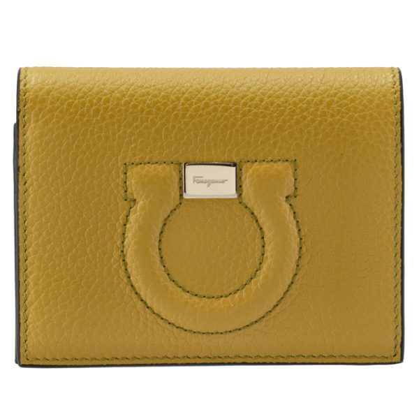 22d51400010501 1 Ferragamo Gancini Bifold Wallet Yellow