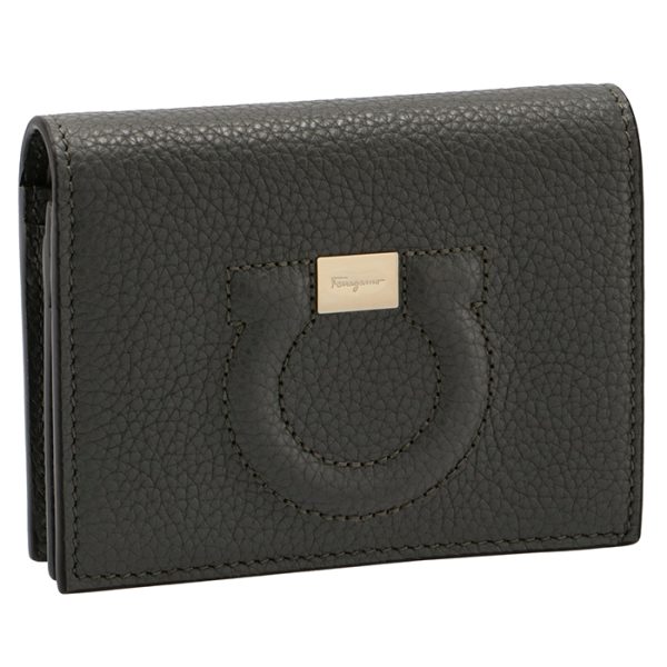 22d51400010505 Ferragamo Gancini Bifold Wallet Charcoal