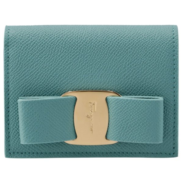 22d51500010444 1 Ferragamo New Vara Ribbon Bifold Mini Wallet Blue