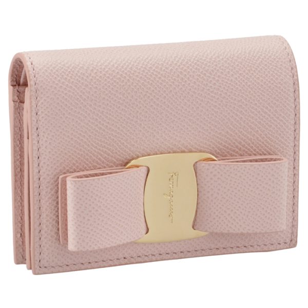 22d51500010497 Ferragamo New Vara Ribbon Bifold Mini Wallet Pink