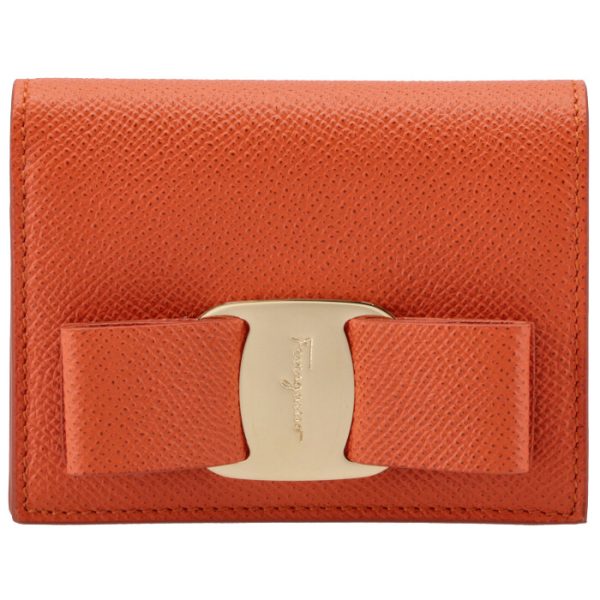 22d51500010516 1 Ferragamo New Vara Ribbon Bifold Mini Wallet Orange