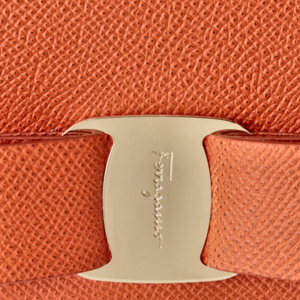 22d51500010516 3 Ferragamo New Vara Ribbon Bifold Mini Wallet Orange