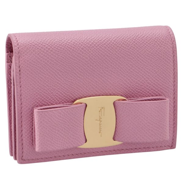 22d51500010533 Ferragamo New Vara Ribbon Bifold Mini Wallet Pink