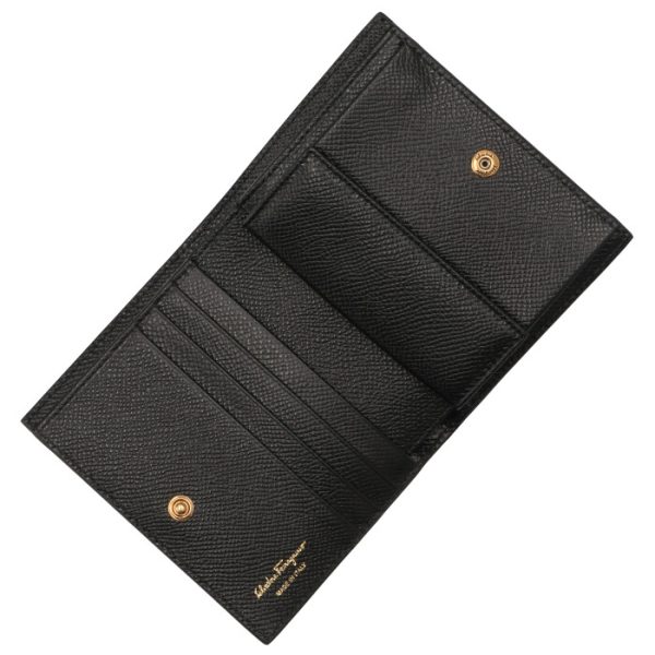 22d78000070010 4 Ferragamo Gancini Bifold Mini Wallet Black