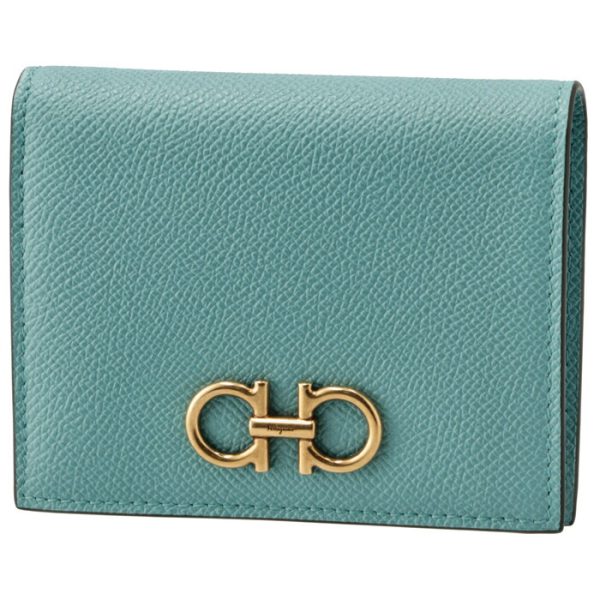 22d78000070444 Ferragamo Gancini Bifold Mini Wallet Blue