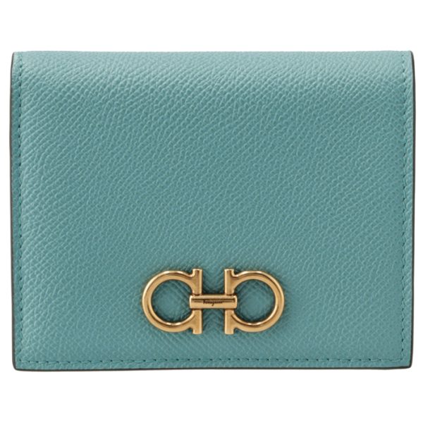 22d78000070444 1 Ferragamo Gancini Bifold Mini Wallet Blue