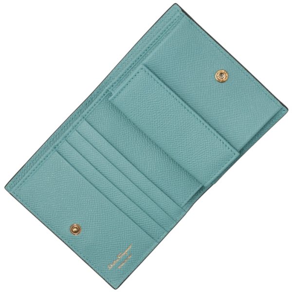 22d78000070444 4 Ferragamo Gancini Bifold Mini Wallet Blue