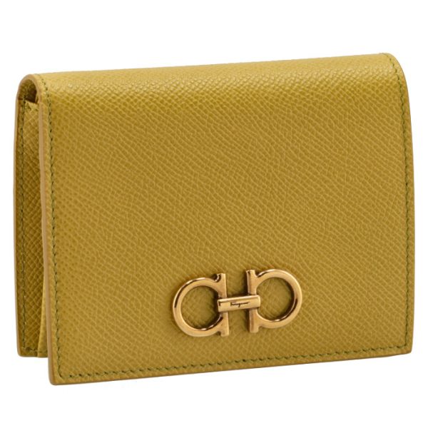 22d78000070501 Ferragamo Gancini Bifold Mini Wallet Yellow