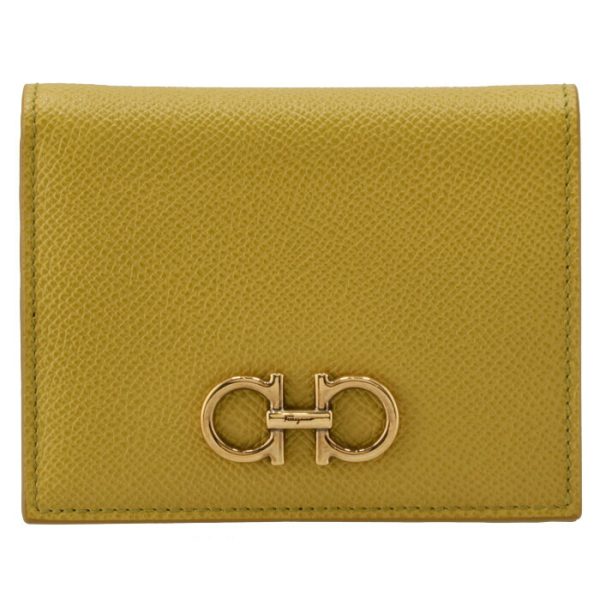 22d78000070501 1 Ferragamo Gancini Bifold Mini Wallet Yellow