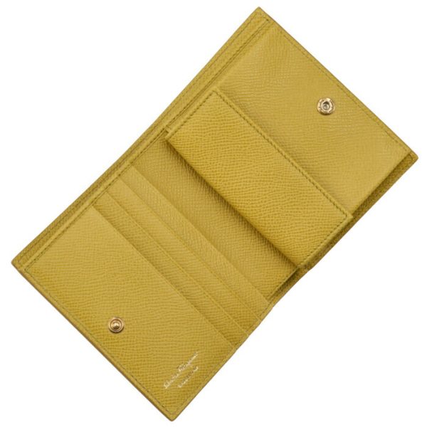 22d78000070501 4 Ferragamo Gancini Bifold Mini Wallet Yellow