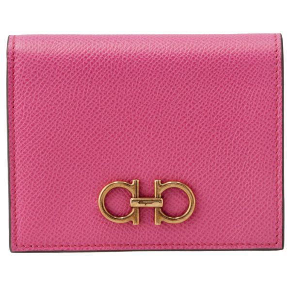 22d78000070534 1 Ferragamo Gancini Bifold Mini Wallet Pink