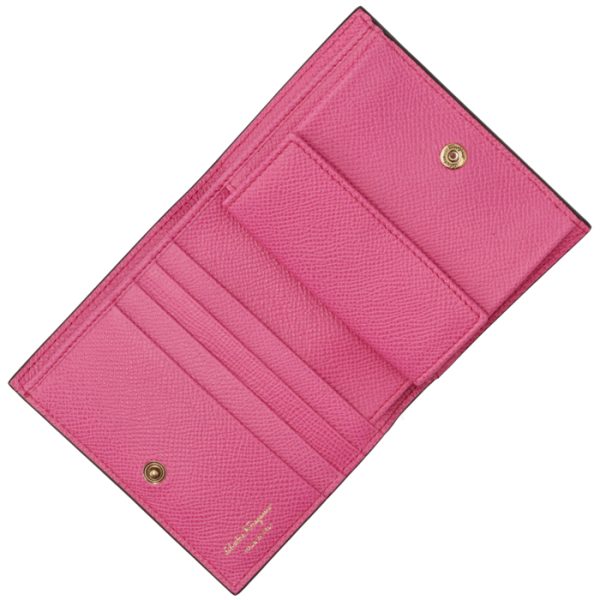 22d78000070534 4 Ferragamo Gancini Bifold Mini Wallet Pink