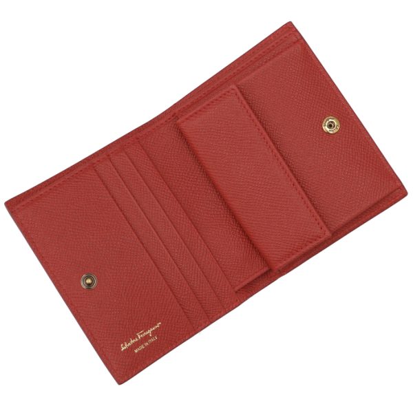 22d7800007 3 Ferragamo Gancini Saffiano Bifold Mini Wallet