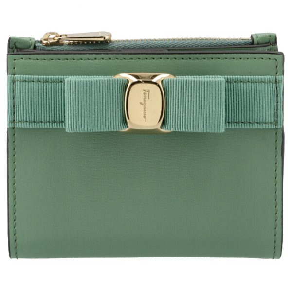 22e00900550503 1 Ferragamo New Vara Ribbon Bifold Mini Wallet Green