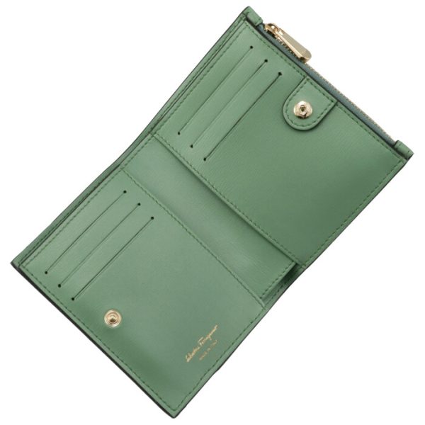 22e00900550503 4 Ferragamo New Vara Ribbon Bifold Mini Wallet Green