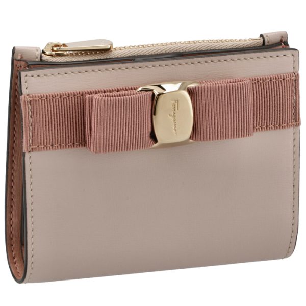 22e00900550514 Ferragamo New Vara Ribbon Bifold Mini Wallet Beige