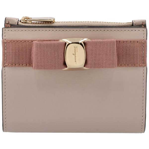 22e00900550514 1 Ferragamo New Vara Ribbon Bifold Mini Wallet Beige