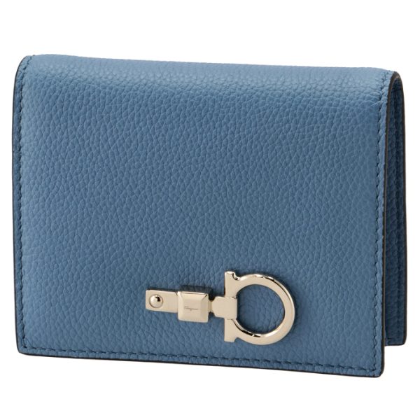 22e03200010509 Ferragamo Studio Bifold Mini Wallet Blue