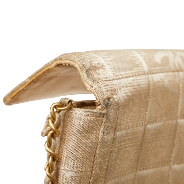 230 41179 6 CHANEL Cocomark Line Chain Shoulder Bag Beige Canvas Leather