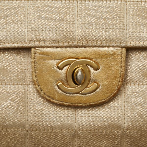 230 41179 9 CHANEL Cocomark Line Chain Shoulder Bag Beige Canvas Leather