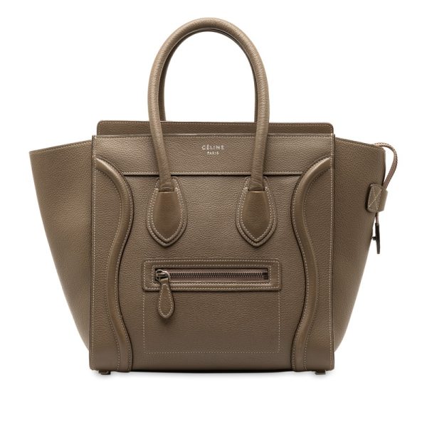 230 46738 1 CELINE Luggage Micro Shopper Tote Bag Brown Leather